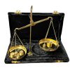 Antique Brass Polished Balance Scale with Velvet Box with Weights Jewelry 100g
