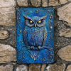 Blue Owl Metal Sign - Celestial Owl Wall Art - Mystical Nocturnal Decor 8x12