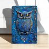 Blue Owl Metal Sign - Celestial Owl Wall Art - Mystical Nocturnal Decor 8x12 - Image 3